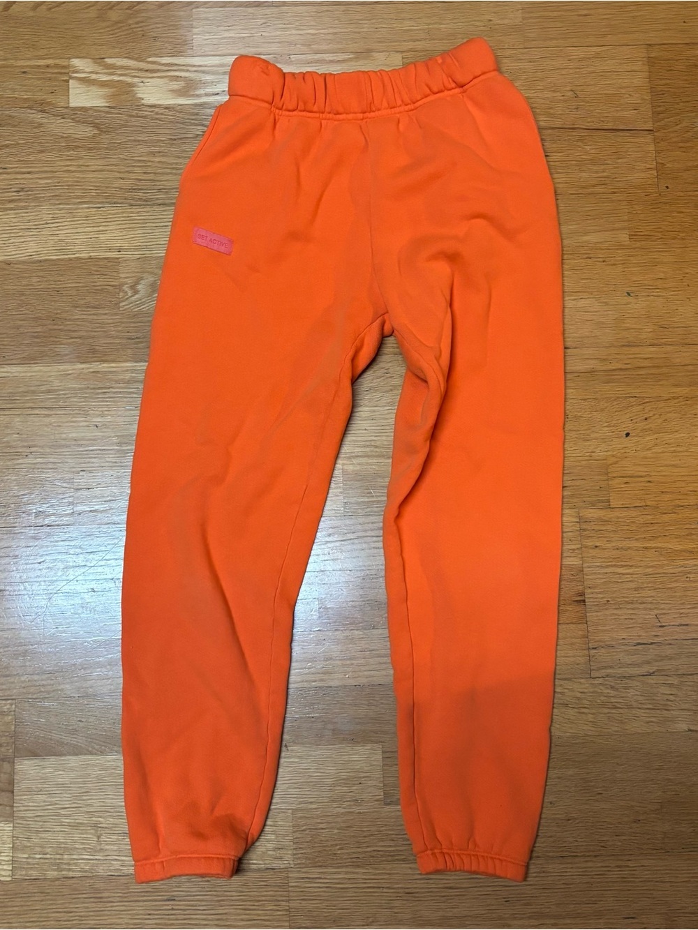 Set Active Orange Fleece Preppy Lounge Gym Gorpcore Baggy Cotton Sweatpants S